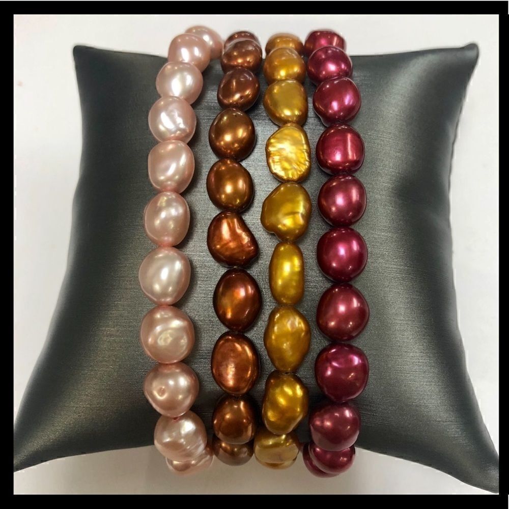 Honora Pearl Multi-color Stretchy Bracelets (Set of 4)